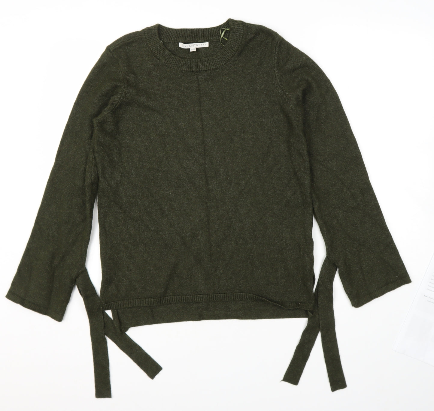 love knitwear Womens Green Round Neck  Viscose Pullover Jumper Size 14