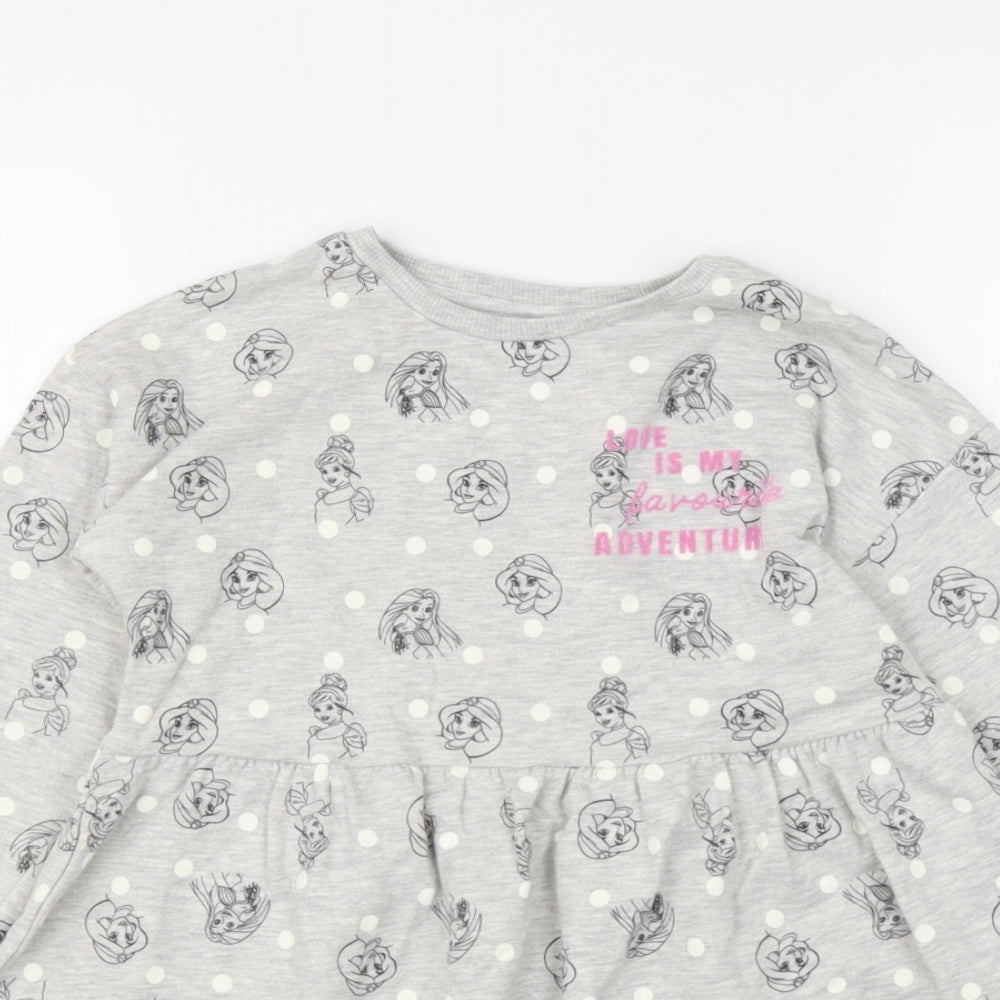 George Girls Grey Geometric Polyester Jumper Dress  Size 6-7 Years  Round Neck  - Disney princess