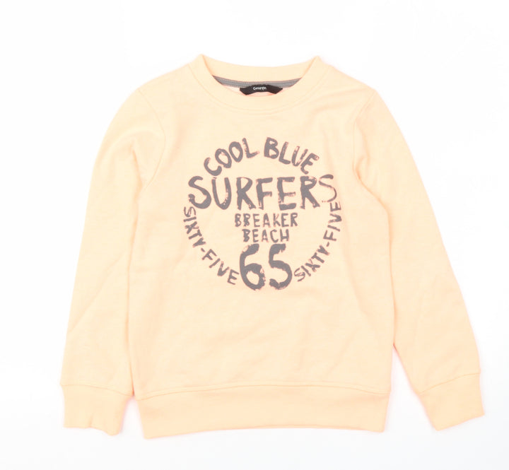 George Girls Orange  Cotton Pullover Sweatshirt Size 7-8 Years   - Surf