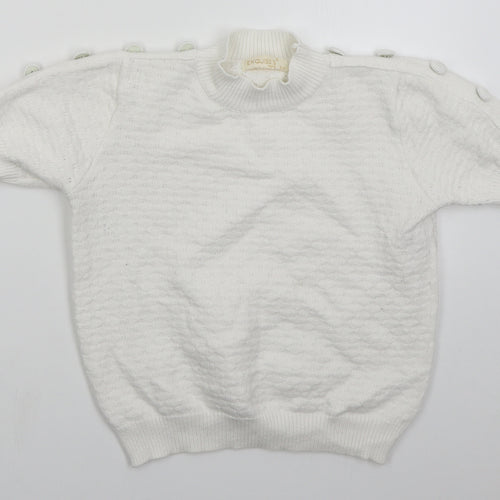 Exquiss's Womens White Mock Neck  Viscose Pullover Jumper Size S