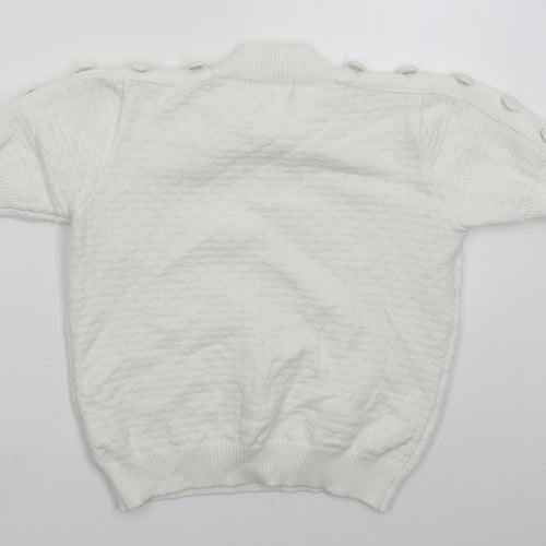 Exquiss's Womens White Mock Neck  Viscose Pullover Jumper Size S