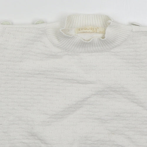 Exquiss's Womens White Mock Neck  Viscose Pullover Jumper Size S
