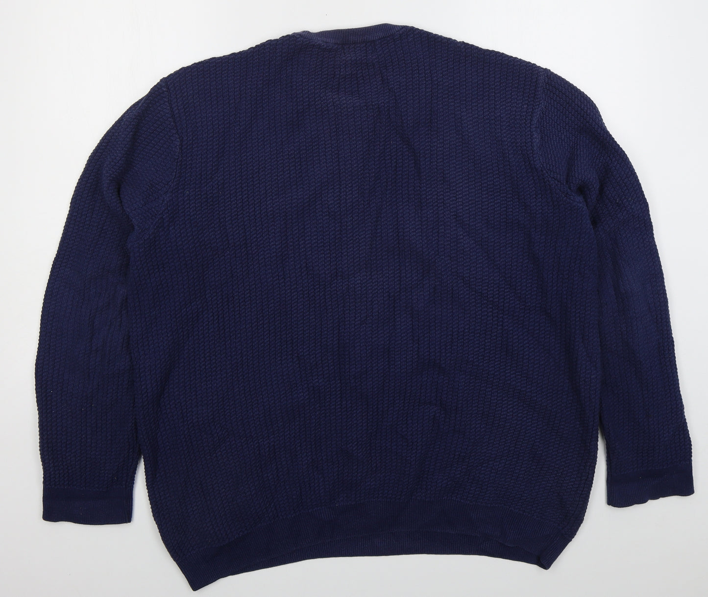 Marks and Spencer Mens Blue Crew Neck  Cotton Pullover Jumper Size 2XL