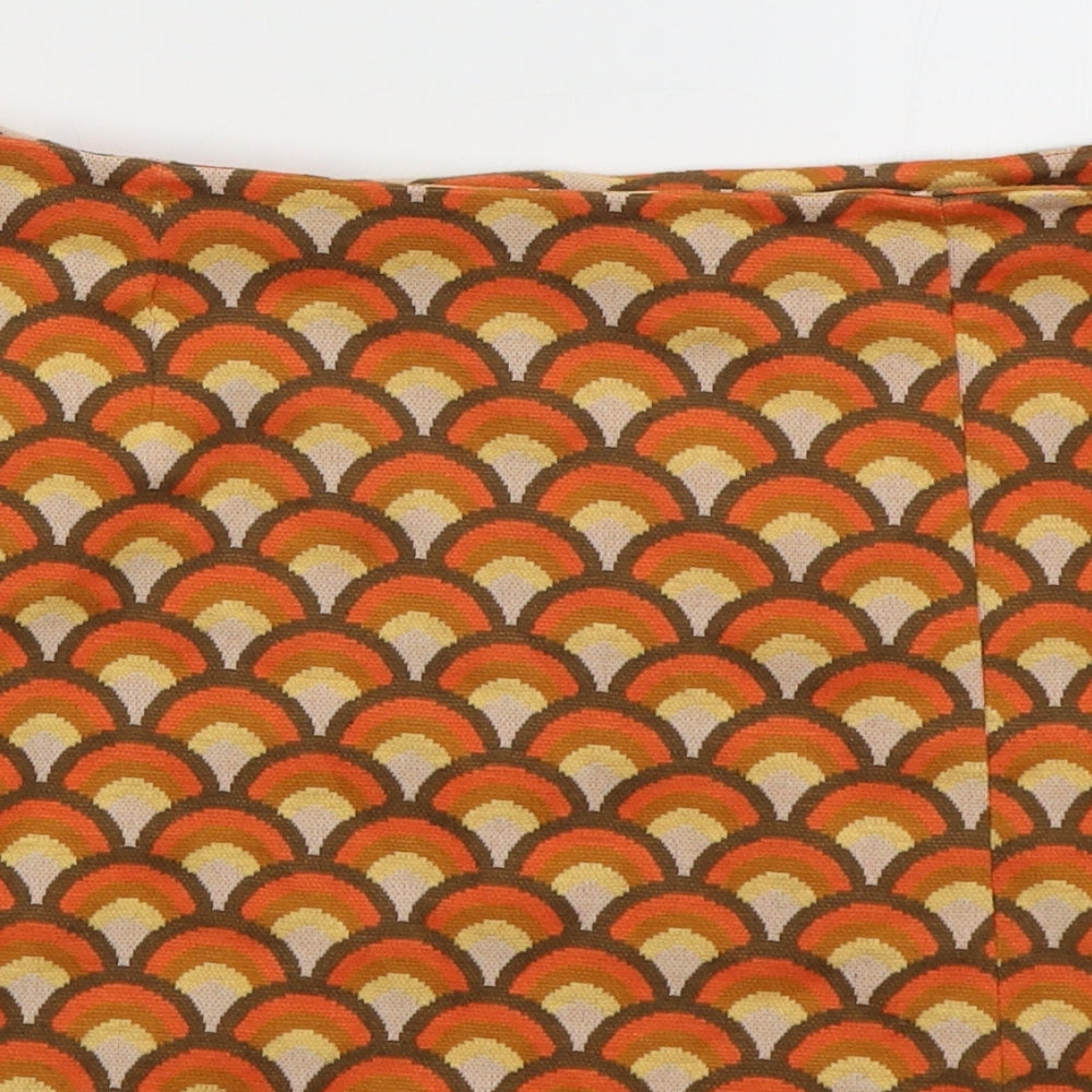 NEXT Womens Orange Geometric Polyester Mini Skirt Size 10  Regular Zip