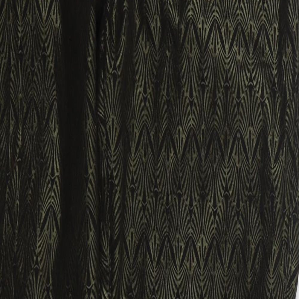 NEXT Womens Black Geometric Cotton Trousers  Size 10 L34 in Regular Button - Gold