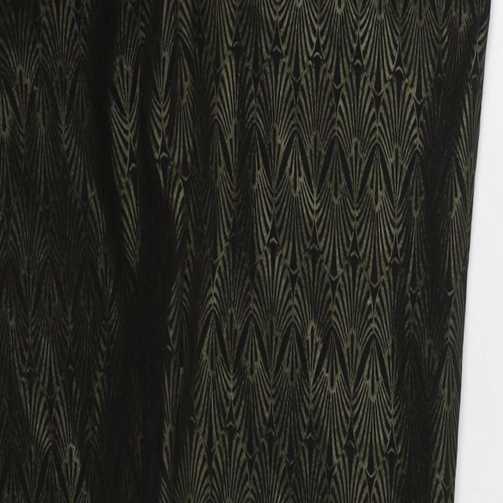 NEXT Womens Black Geometric Cotton Trousers  Size 10 L34 in Regular Button - Gold