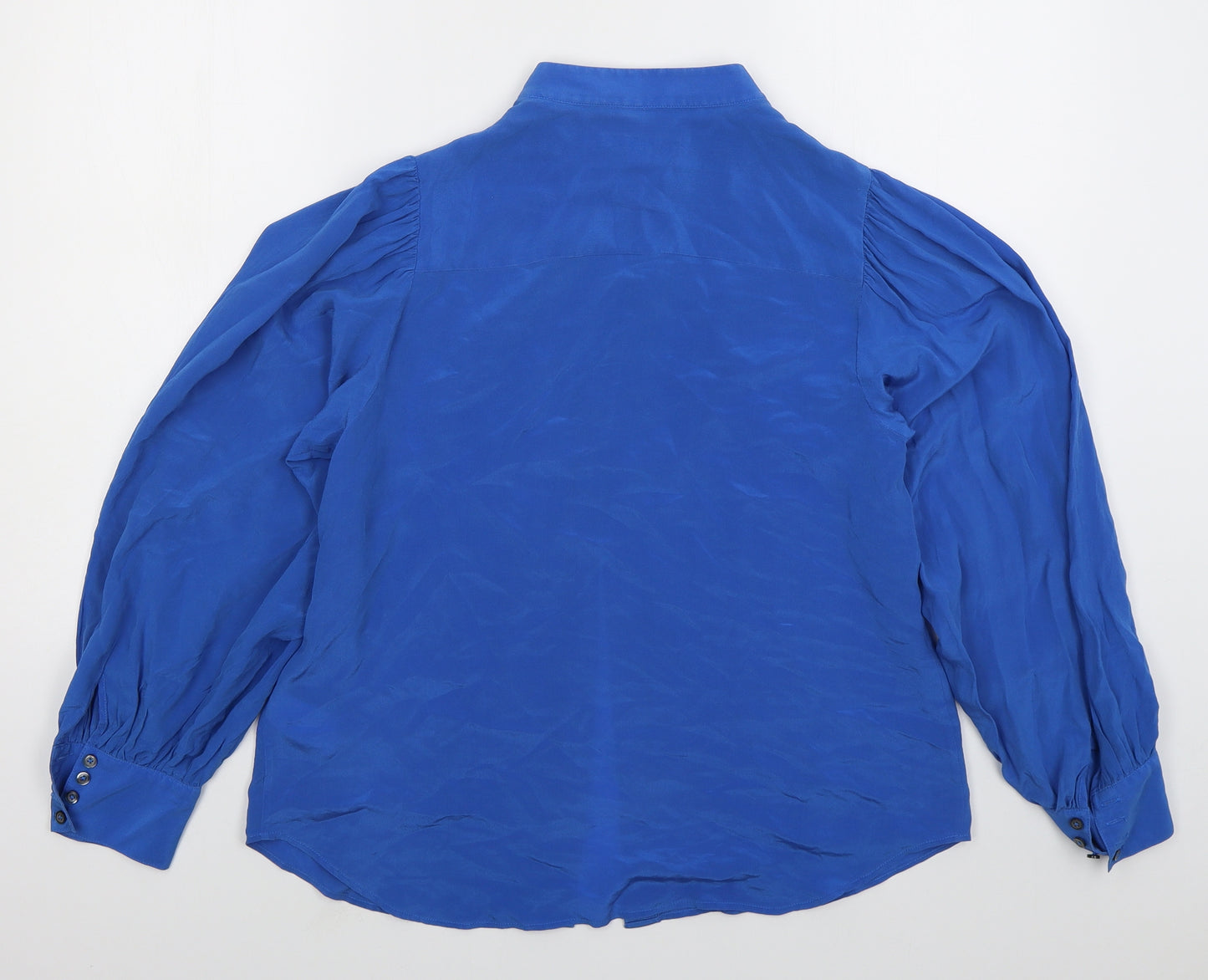 Boden Womens Blue  Silk Basic Button-Up Size 12 Round Neck