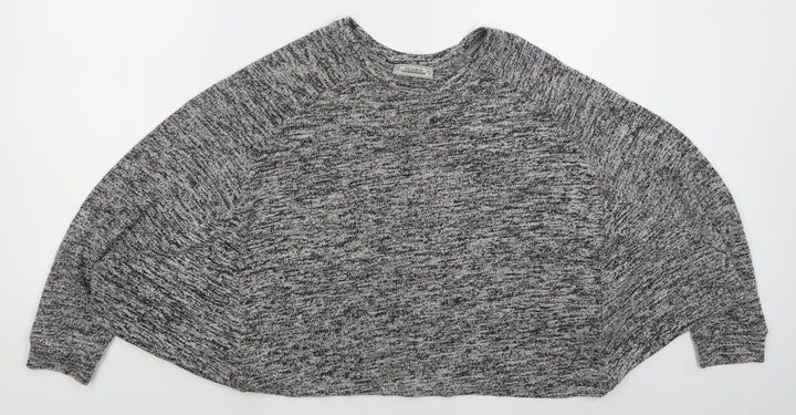 Pull & Bear Womens Grey Crew Neck Viscose Pullover Jumper Size M