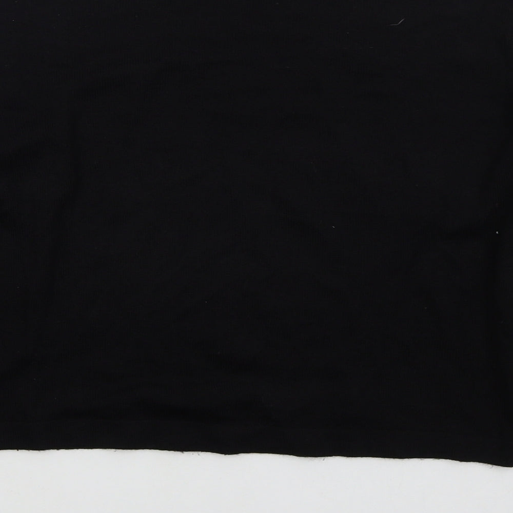New Look Womens Black Crew Neck Floral Acrylic Pullover Jumper Size 8