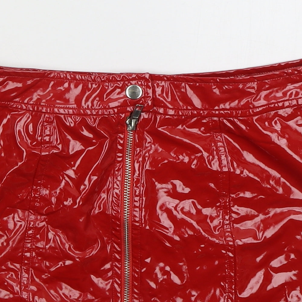 Koucla Womens Red  Polyester Mini Skirt Size S   Zip