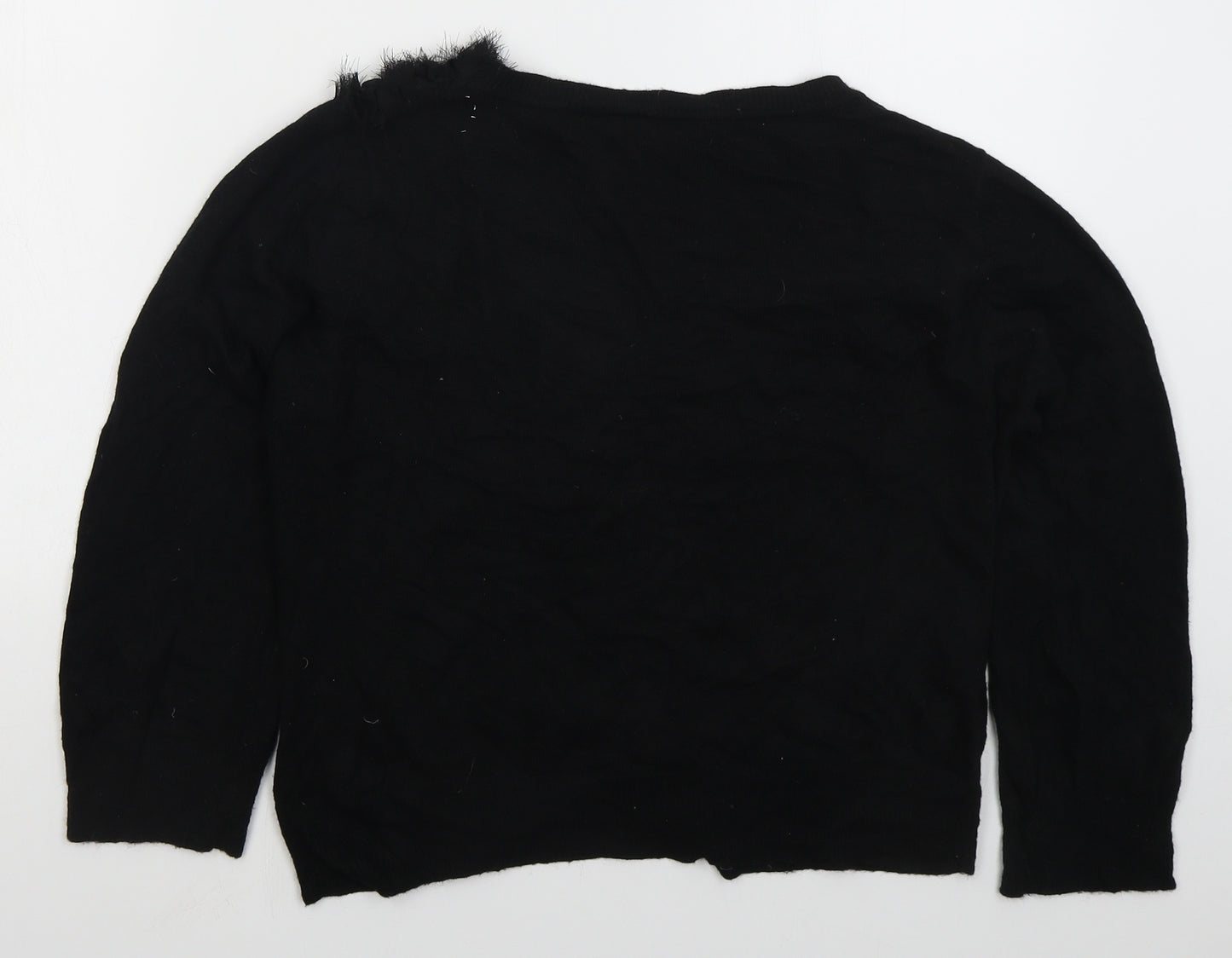 Dunnes Womens Black V-Neck  Nylon Cardigan Jumper Size 16