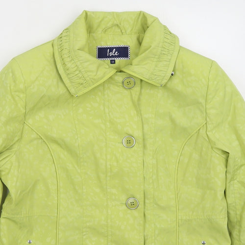 Isle Womens Green Animal Print  Jacket Coat Size 12  Zip