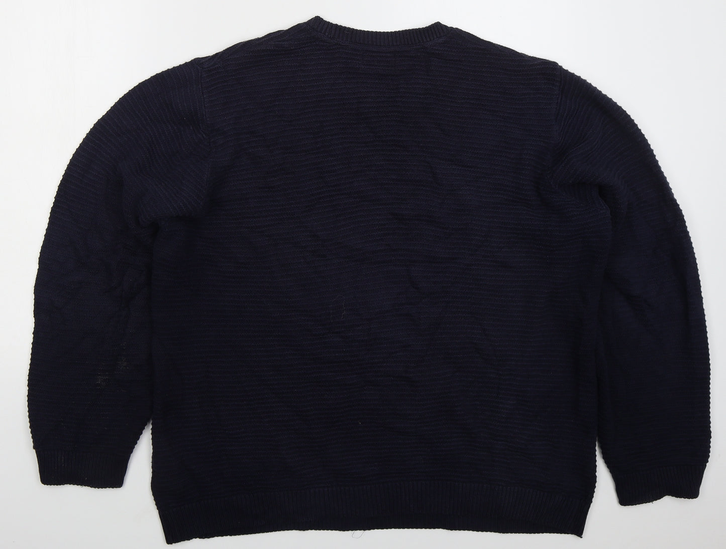 Marks and Spencer Mens Blue Crew Neck  Cotton Pullover Jumper Size XL
