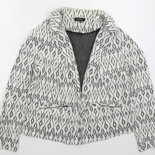 Soon Womens White Geometric  Jacket  Size 16