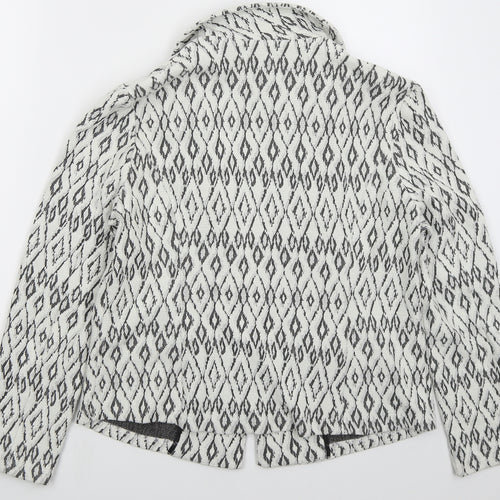 Soon Womens White Geometric  Jacket  Size 16
