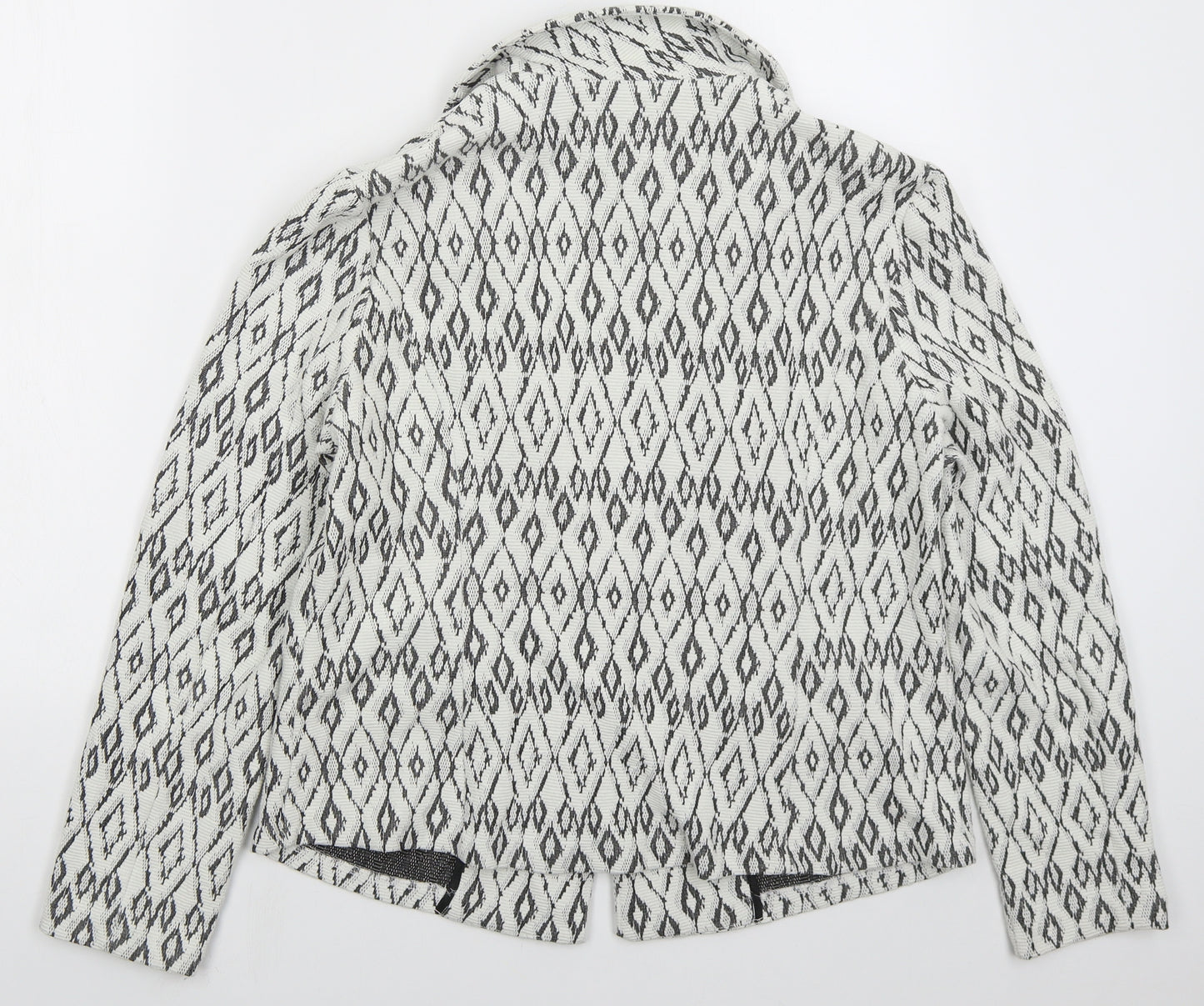 Soon Womens White Geometric  Jacket  Size 16