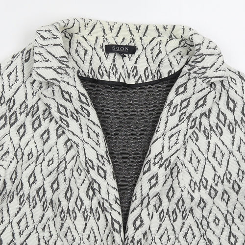 Soon Womens White Geometric  Jacket  Size 16
