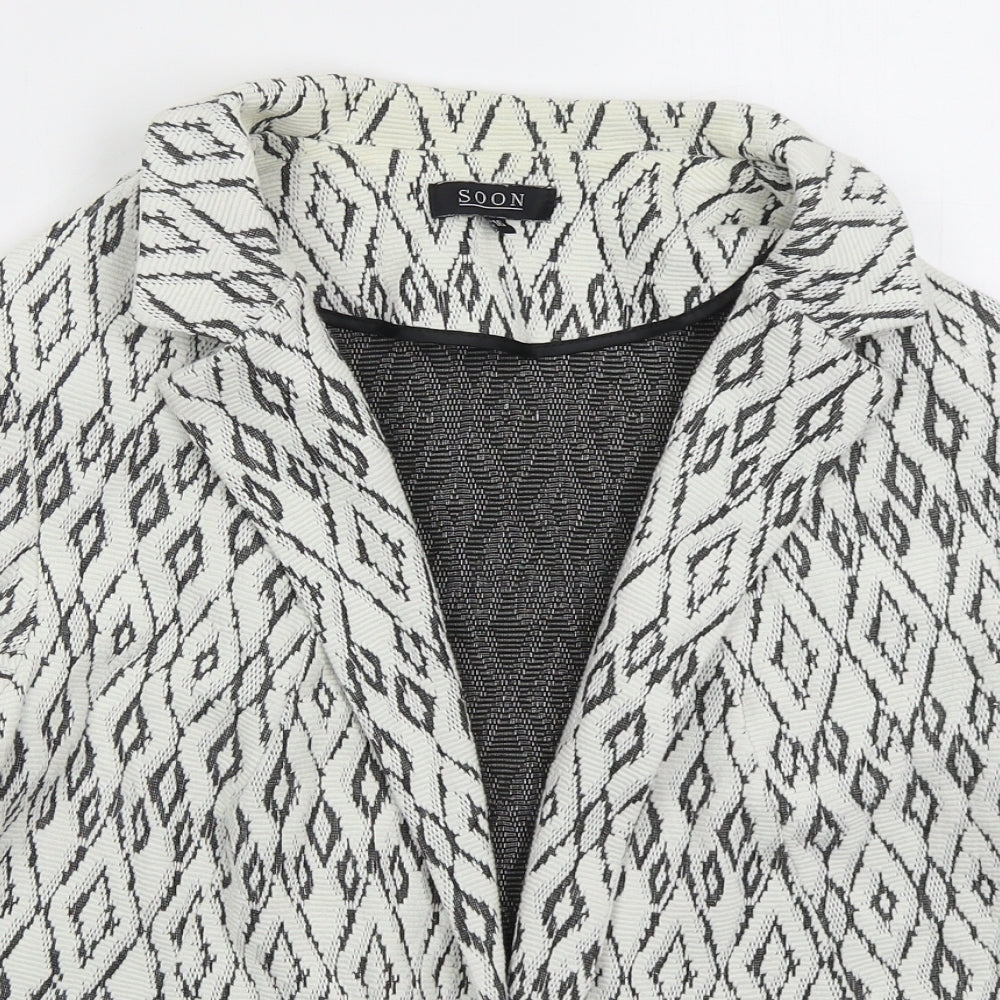 Soon Womens White Geometric  Jacket  Size 16
