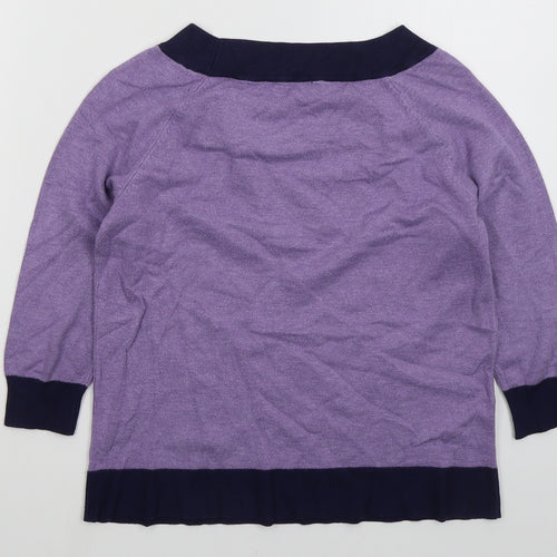 M&Co Womens Purple Boat Neck  Acrylic Pullover Jumper Size 12