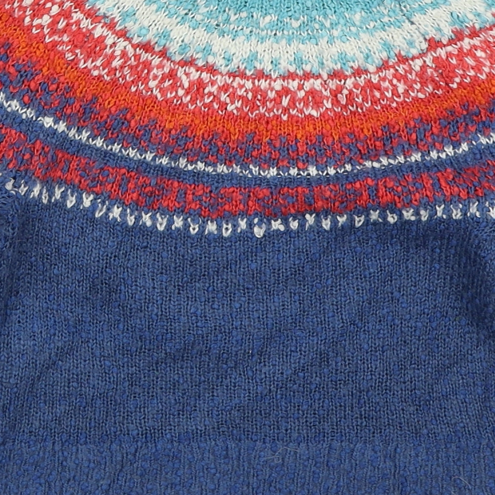 NEXT Girls Blue Crew Neck Fair Isle Acrylic Pullover Jumper Size 4 Years  Pullover