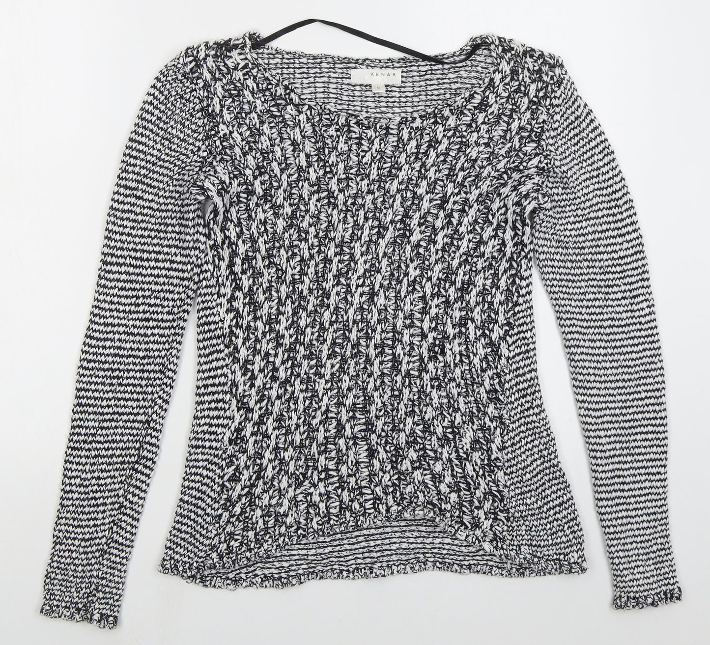 Kenar Womens Black Round Neck  Cotton Pullover Jumper Size M