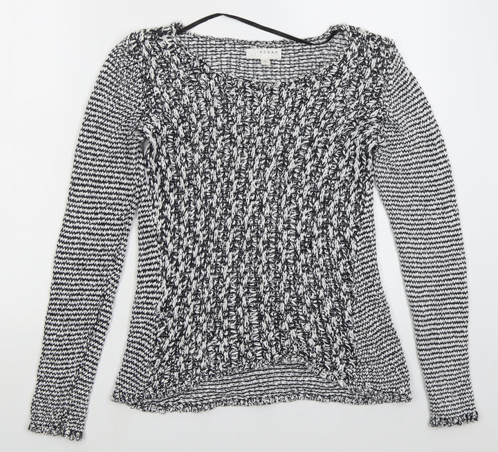 Kenar Womens Black Round Neck  Cotton Pullover Jumper Size M
