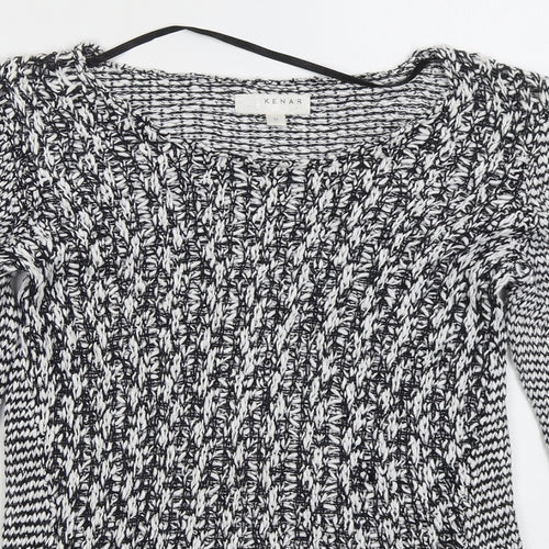 Kenar Womens Black Round Neck  Cotton Pullover Jumper Size M