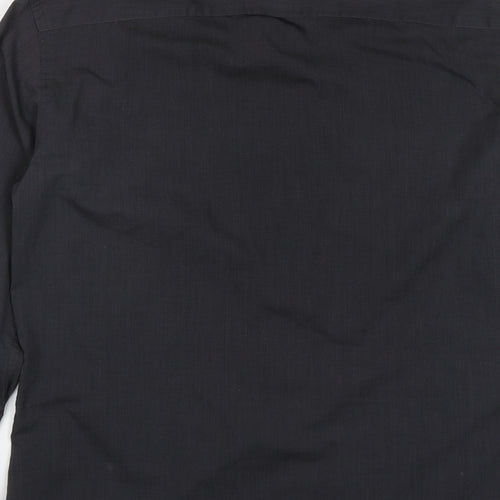 F&F Mens Black  Polyester  Button-Up Size 15.5 Collared Button