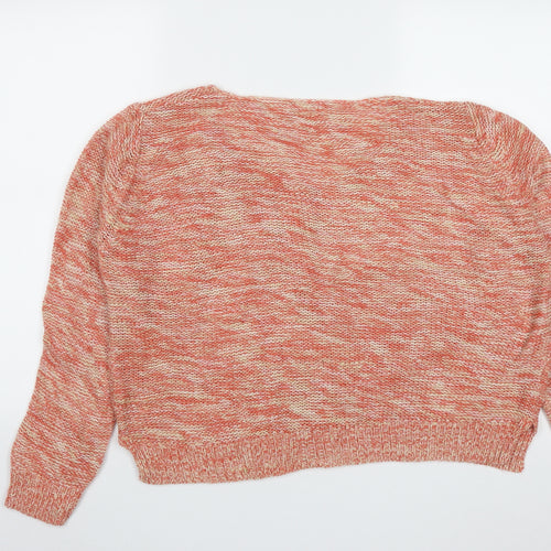 Papaya Womens Orange V-Neck  Acrylic Pullover Jumper Size L