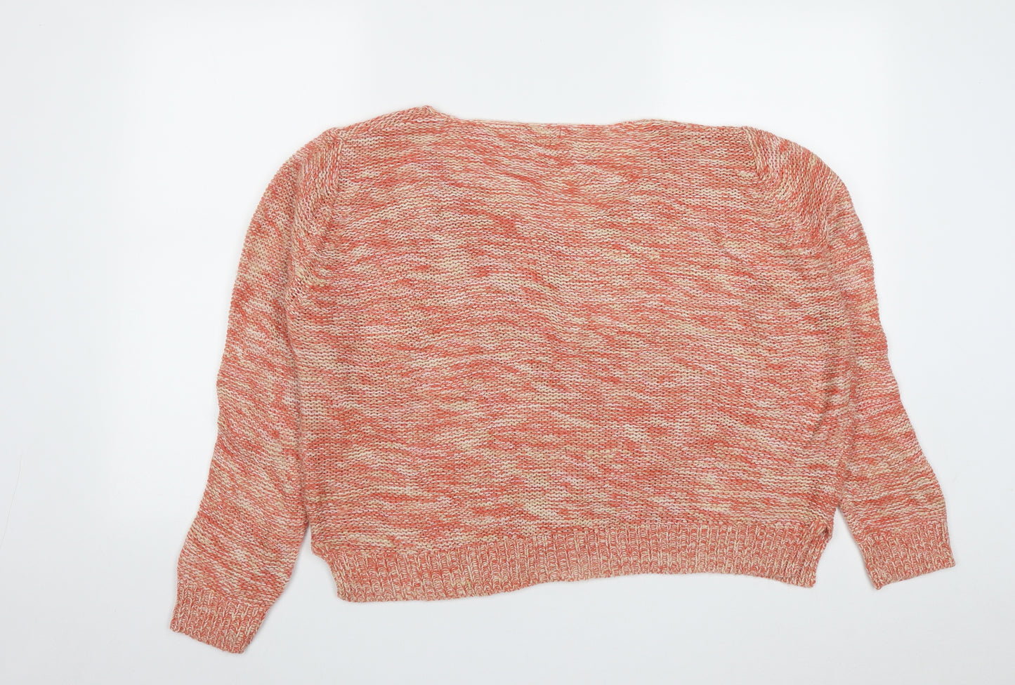 Papaya Womens Orange V-Neck  Acrylic Pullover Jumper Size L