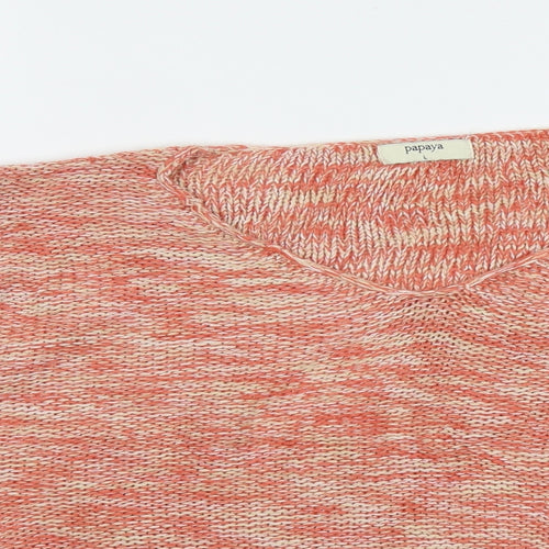 Papaya Womens Orange V-Neck  Acrylic Pullover Jumper Size L