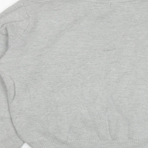 Topshop Womens Grey Round Neck Floral Acrylic Pullover Jumper Size 10