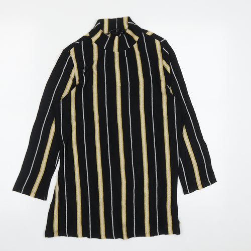 F&F Womens Multicoloured High Neck Striped Viscose Pullover Jumper Size 14