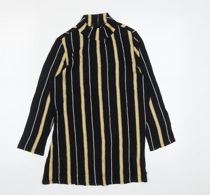 F&F Womens Multicoloured High Neck Striped Viscose Pullover Jumper Size 14