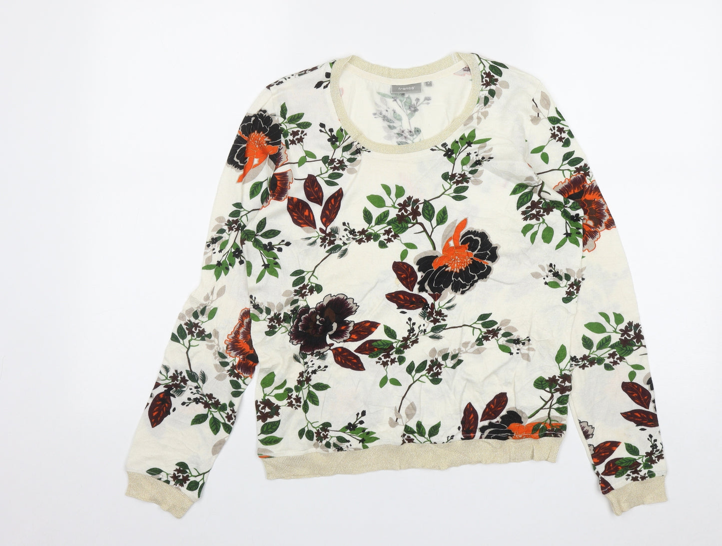 Fransa Womens Multicoloured Round Neck Floral Viscose Pullover Jumper Size S