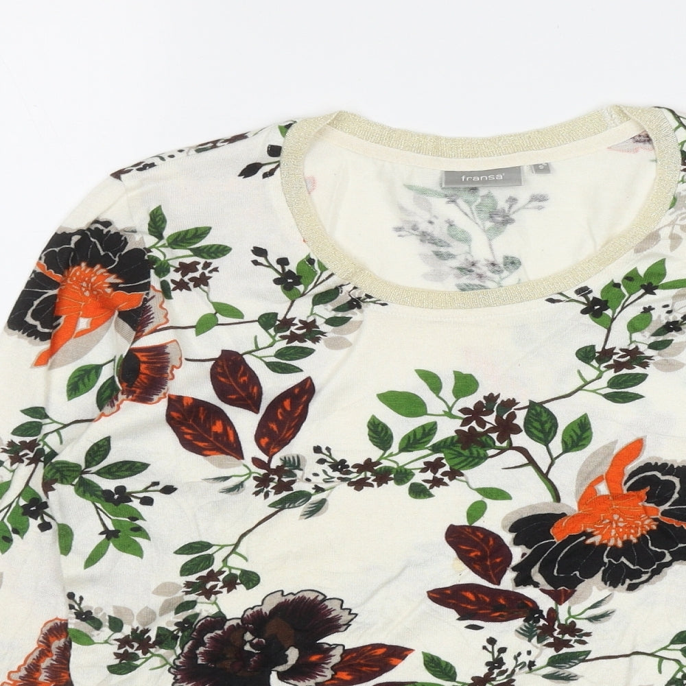 Fransa Womens Multicoloured Round Neck Floral Viscose Pullover Jumper Size S