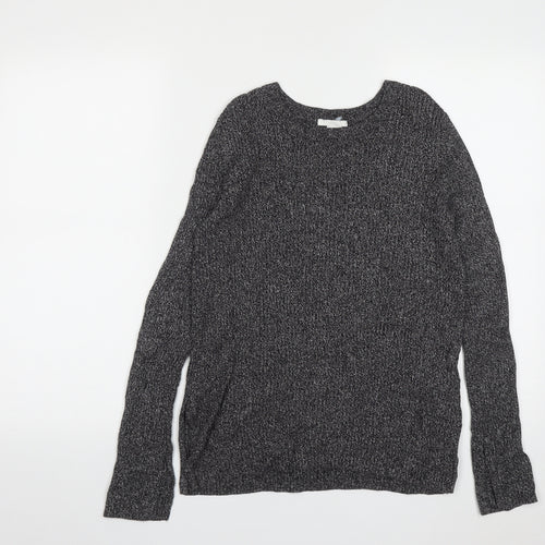 H&M Womens Grey Round Neck  Cotton Pullover Jumper Size S