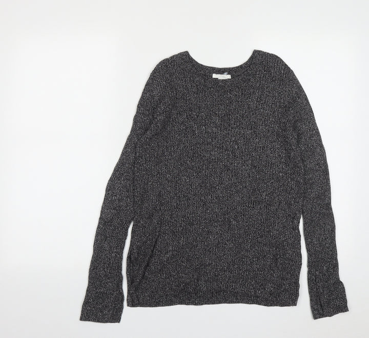 H&M Womens Grey Round Neck  Cotton Pullover Jumper Size S