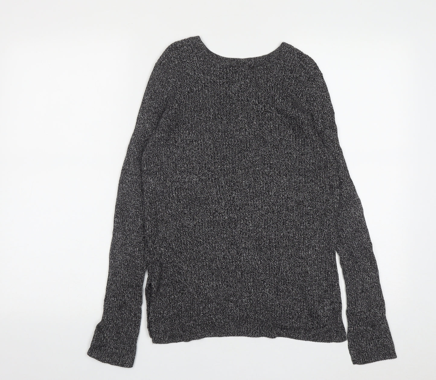H&M Womens Grey Round Neck  Cotton Pullover Jumper Size S