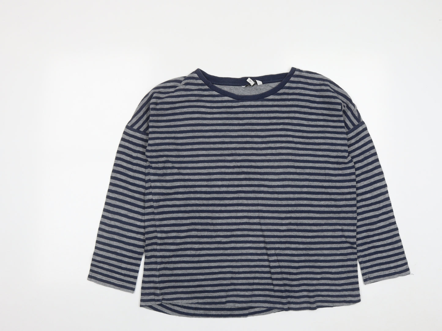 NEXT Womens Blue Round Neck Striped Cotton Pullover Jumper Size 12
