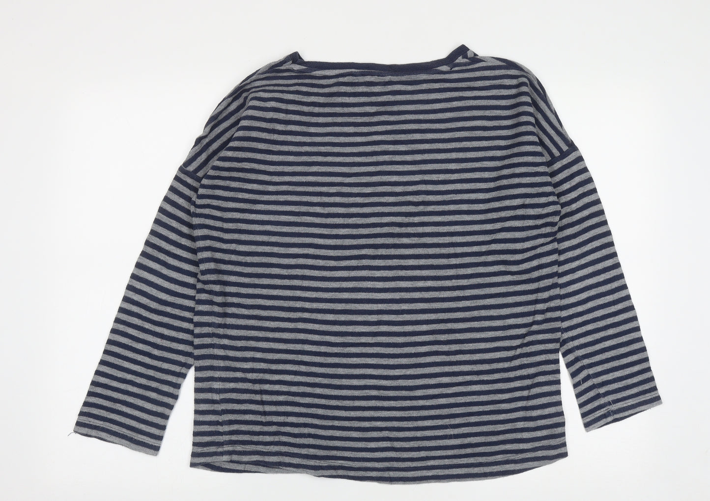 NEXT Womens Blue Round Neck Striped Cotton Pullover Jumper Size 12