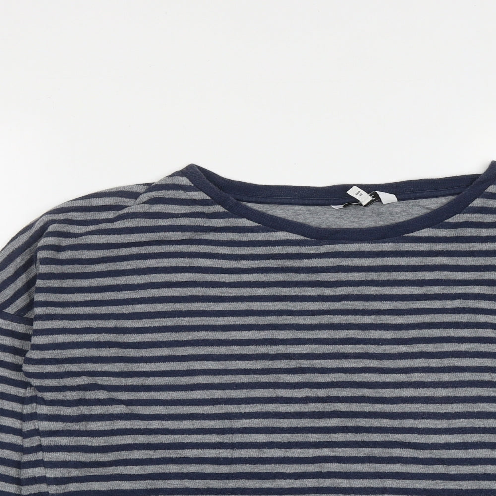 NEXT Womens Blue Round Neck Striped Cotton Pullover Jumper Size 12