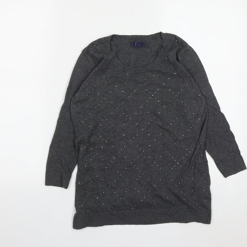 Gap Womens Grey Round Neck  Cotton Pullover Jumper Size XS