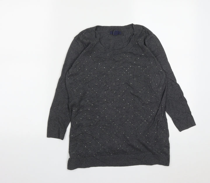 Gap Womens Grey Round Neck Cotton Pullover Jumper Size XS