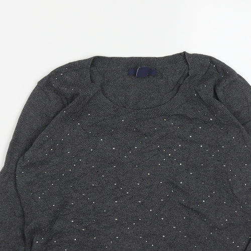 Gap Womens Grey Round Neck  Cotton Pullover Jumper Size XS