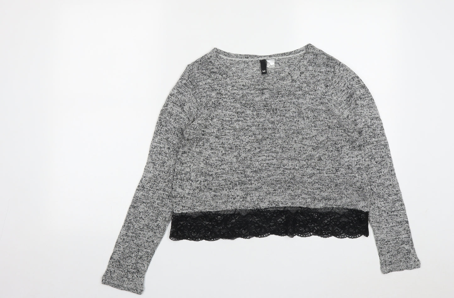 H&M Womens Grey Round Neck  Viscose Pullover Jumper Size M