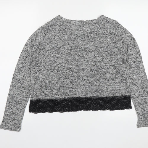 H&M Womens Grey Round Neck  Viscose Pullover Jumper Size M
