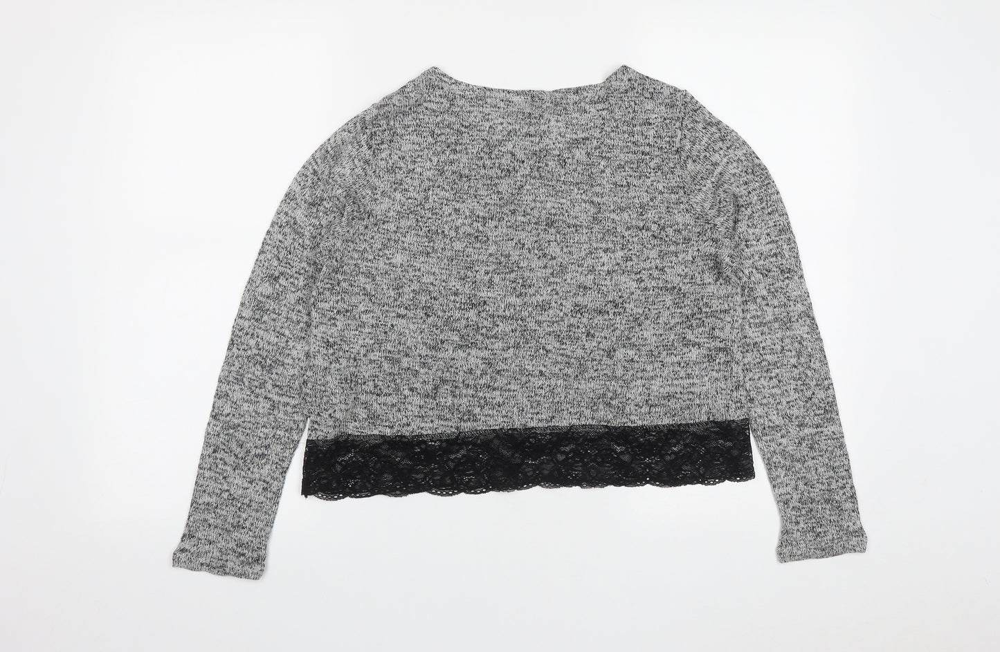 H&M Womens Grey Round Neck  Viscose Pullover Jumper Size M