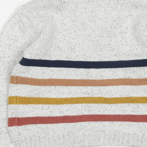 F&F Baby Grey Striped Cotton Pullover Jumper Size 12-18 Months  Button