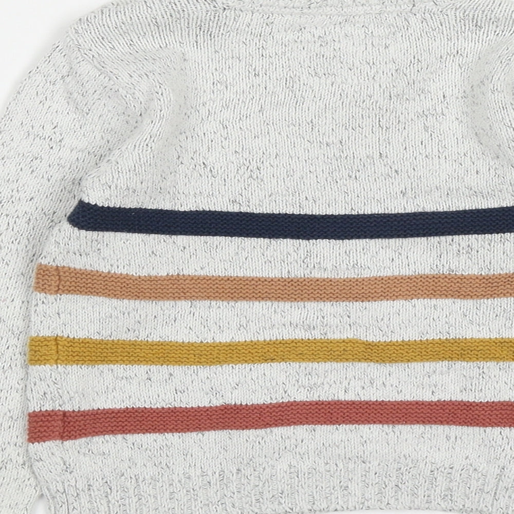 F&F Baby Grey Striped Cotton Pullover Jumper Size 12-18 Months  Button